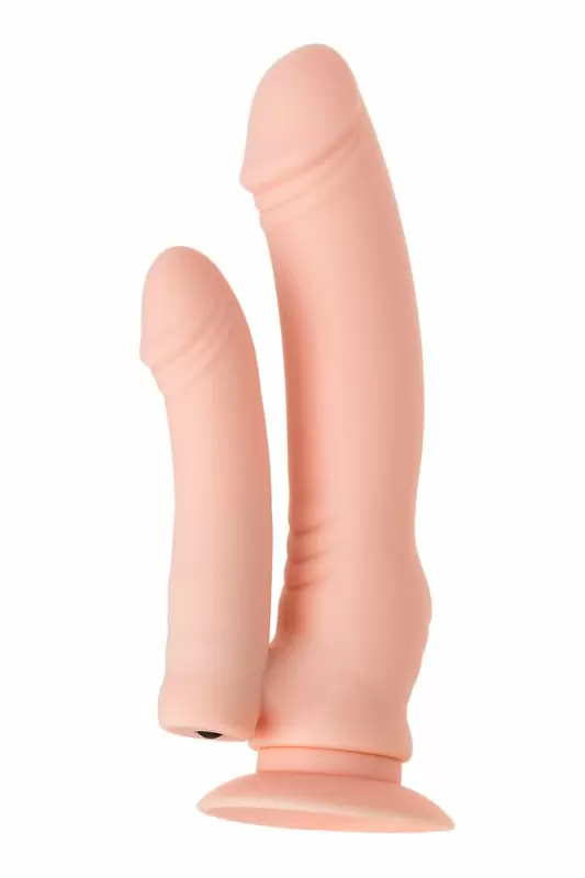 Реалистичный двойной фаллоимитатор на присоске TOYFA A-Toys с вибрацией – телесный