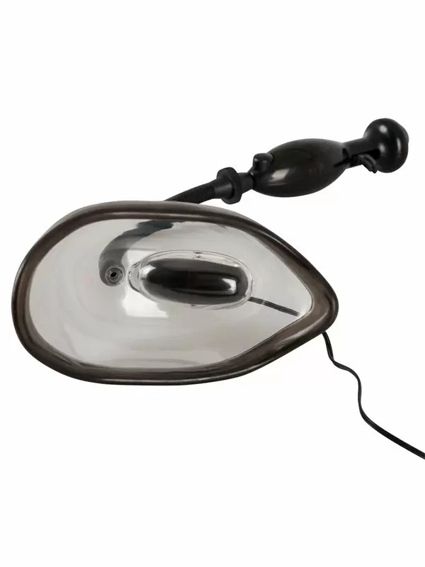 Вакуумная помпа для половых губ Vibrating Vagina Sucker, 14,2 см, с вибрацией, с проводным пультом, черный