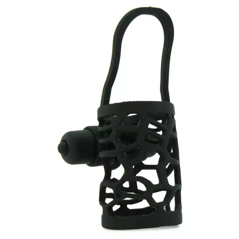 Эрекционная сетка с вибрацией Thick Dick Silicone Vibrating Cage – черный