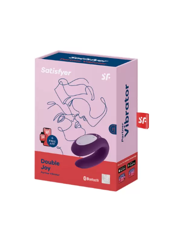 Парный вибратор Satisfyer Double Joy с возможностью управления через приложение (фиолетовый) 