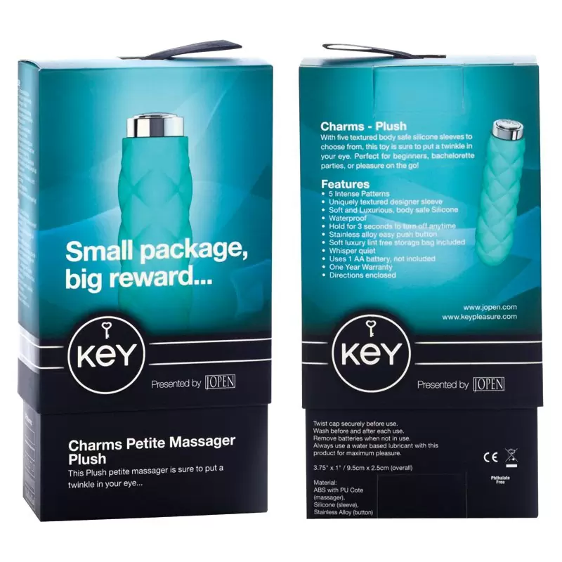 Мини вибромассажер с насадкой Charms Plush - Blue