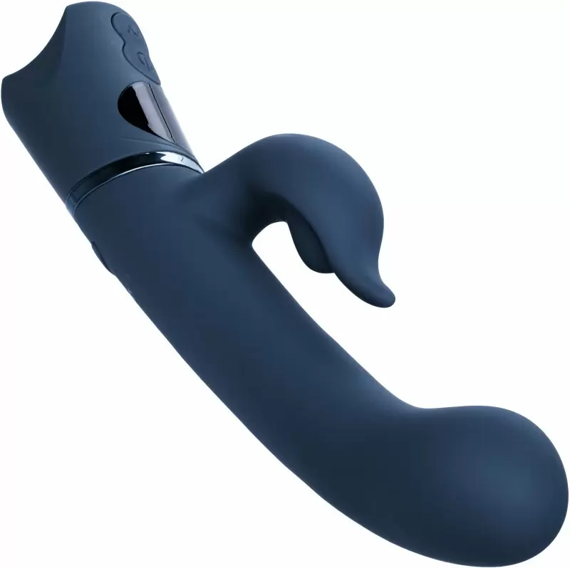 Изогнутый вибратор-кролик ORGASMATRON DIGTL G-TSR, 22.2 см, силикон, синий