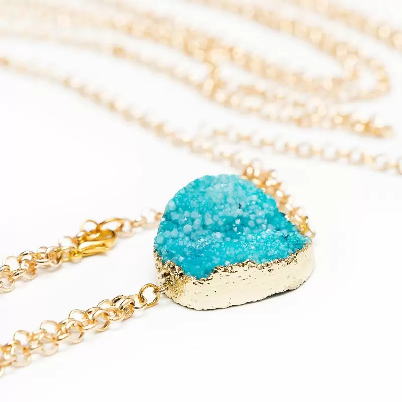 Золотистое колье на тело ручной работы с натуральным кварцем Dolce Piccante Brezza di mare - S