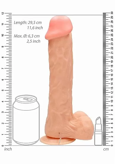 Электрический вибромассажер Vibrating Realistic Cock - 11 Inch - With Scrotum - Flesh
