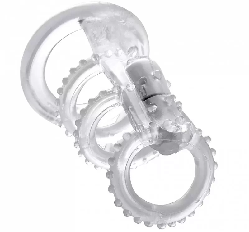 Насадка стимулирующая Vibrating Cock Cage с вибрацией – прозрачная 