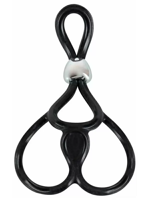Эрекционное лассо Triple Ball- und Cockring, с подхватом мошонки, 13 см, силикон, черный