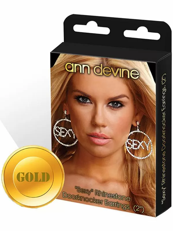 Большие круглые серьги Ann Devine с надписью Sexy – золотой