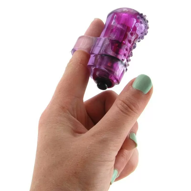 Светящийся вибростимулятор на палец Screaming O - Fing O Glow с пупырышками – фиолетовый