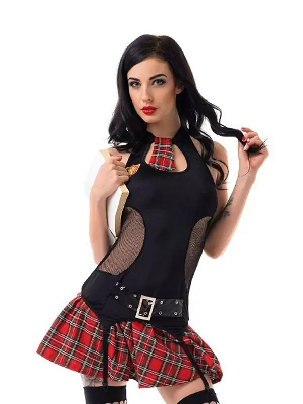 Игровой костюм Le Frivole Школьница-задира – черный с красным, S/M