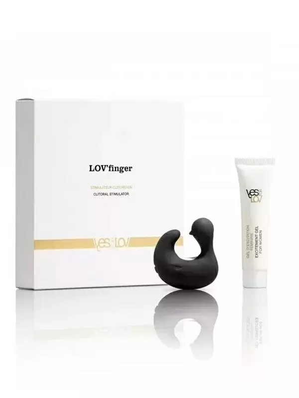Набор YESforLOV LOVfinger: стимулятор клитора, 11 режимов, 4 см + смазка