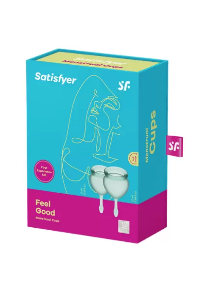 Набор менструальных чаш Satisfyer Feel good Menstrual Cup, 15 и 20 мл, силикон, зеленый