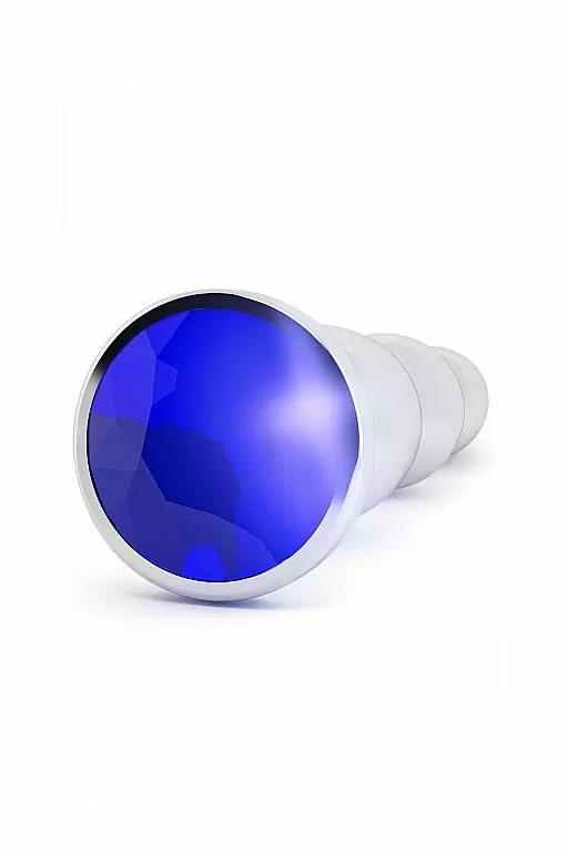 Серебряная анальная пробка с с сапфировым кристаллом Silver Plug - Purple Sapphire 17,6 см.