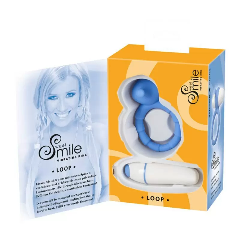Насадка-кольцо для пениса с вибрацией Smile Loop - голубой