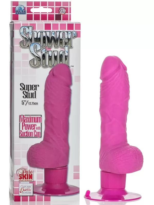 Фаллоимитатор Shower Stud Super Stud на присоске с вибрацией – розовый