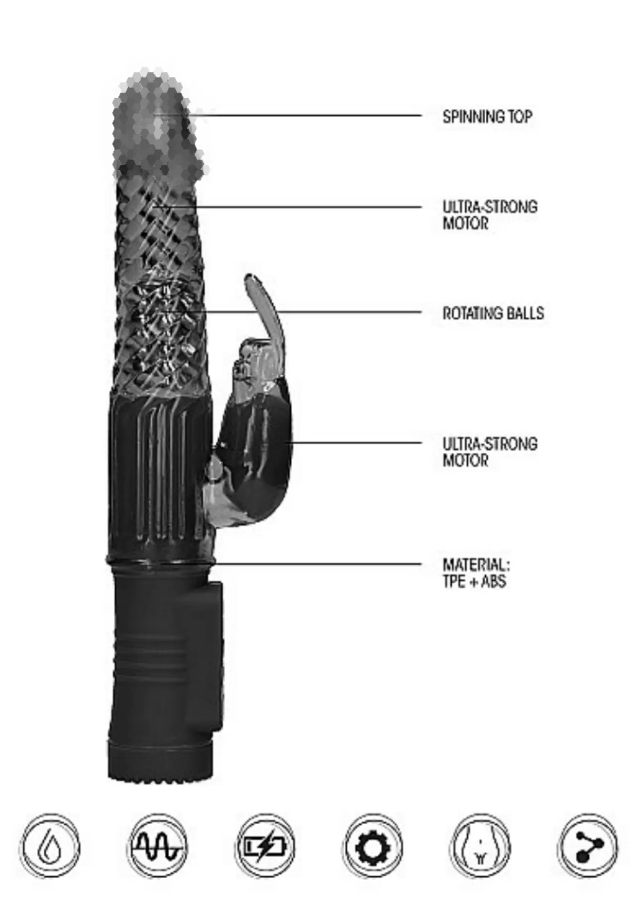 Вибратор кролик Rotating Rabbit (черный)