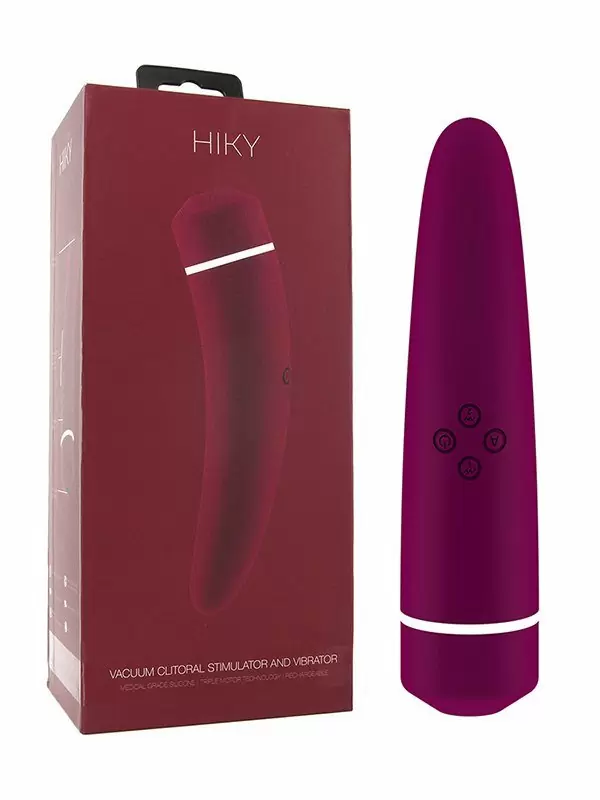 Двустронний стимулятор с вибрацией и всасыванием Hiky – пурпурный