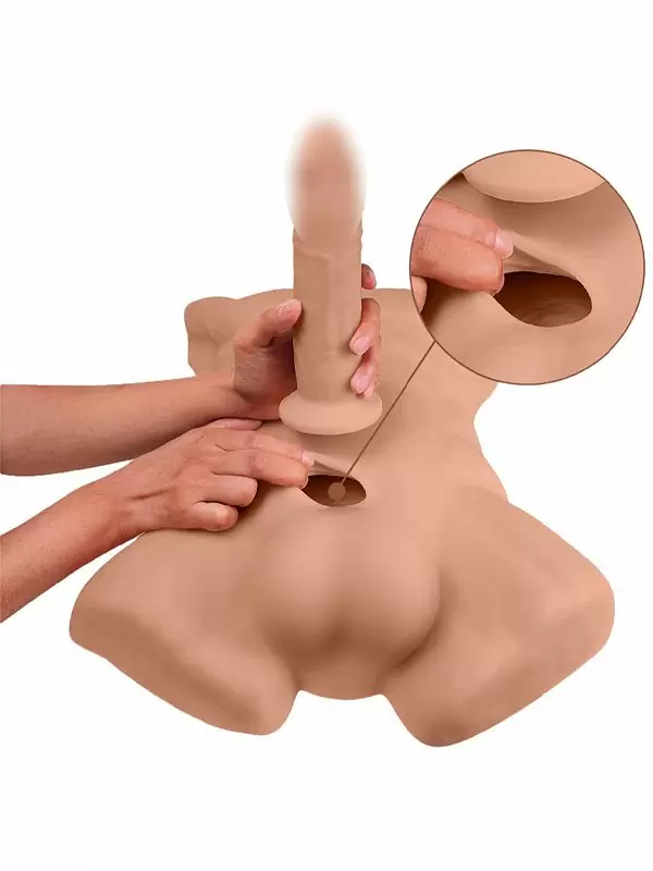 Apollo - реалистичная секс-кукла в форме торса с фаллоимитатором, коричневая | Он и Она 18+