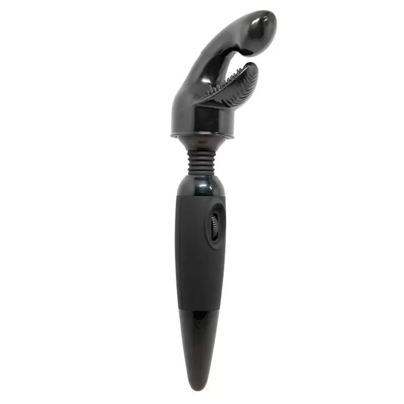 Вибратор с гибкой головкой Sensual Massager со сменной насадкой – черный