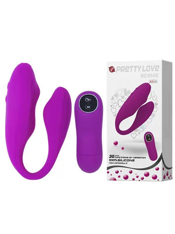Водонепроницаемый вибромассажер для двоих Bernie с дистанционным пультом – малиновый