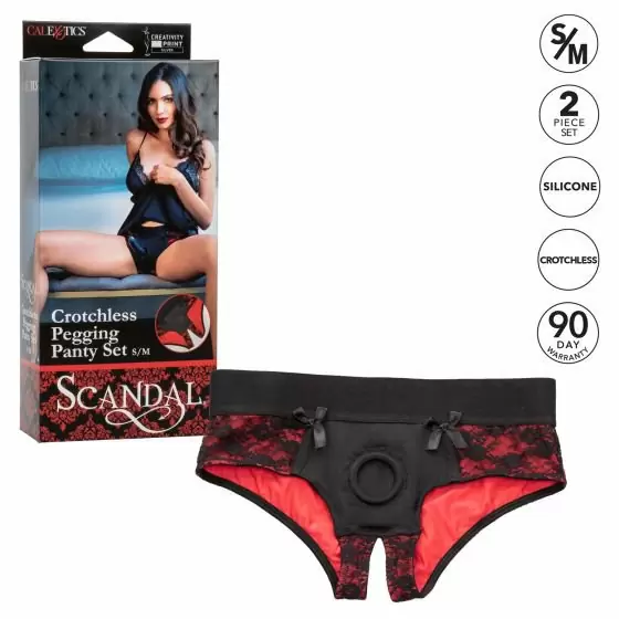 Страпон с трусиками Scandal Crotchless Pegging Panty Set S/M