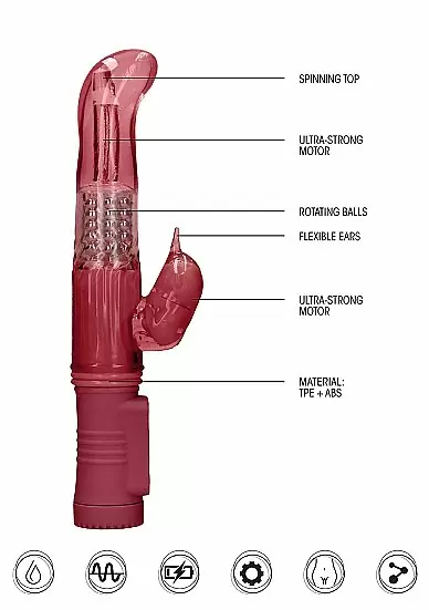 Вибратор кролик Rotating Dolphin - красный