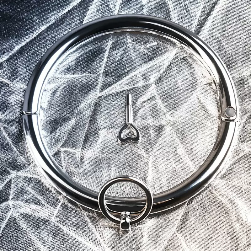 Металлический ошейник с маленьким колечком Toyfa Metal – серебристый