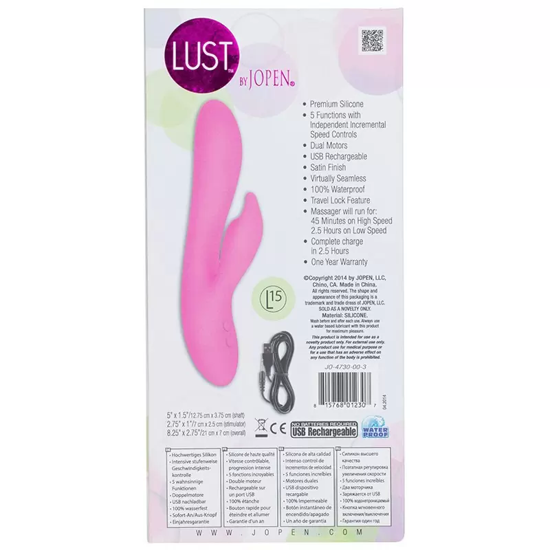 Вибромассажер Хай-Тек Lust by Jopen L15 перезаряжаемый – розовый	