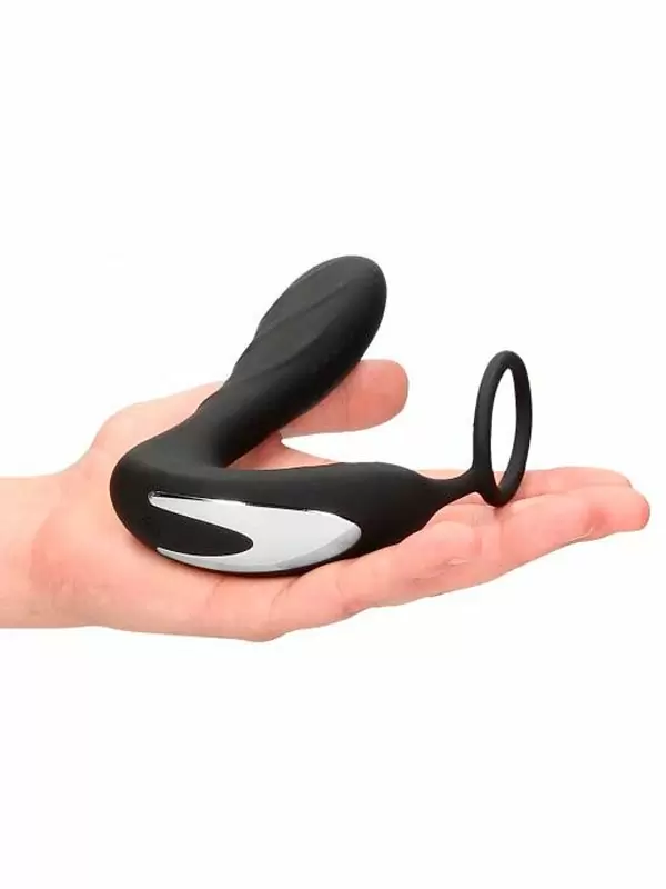 Мощный стимулятор простаты Shots toys, с электростимуляцией, с эрекционным кольцом, с пультом Д/У