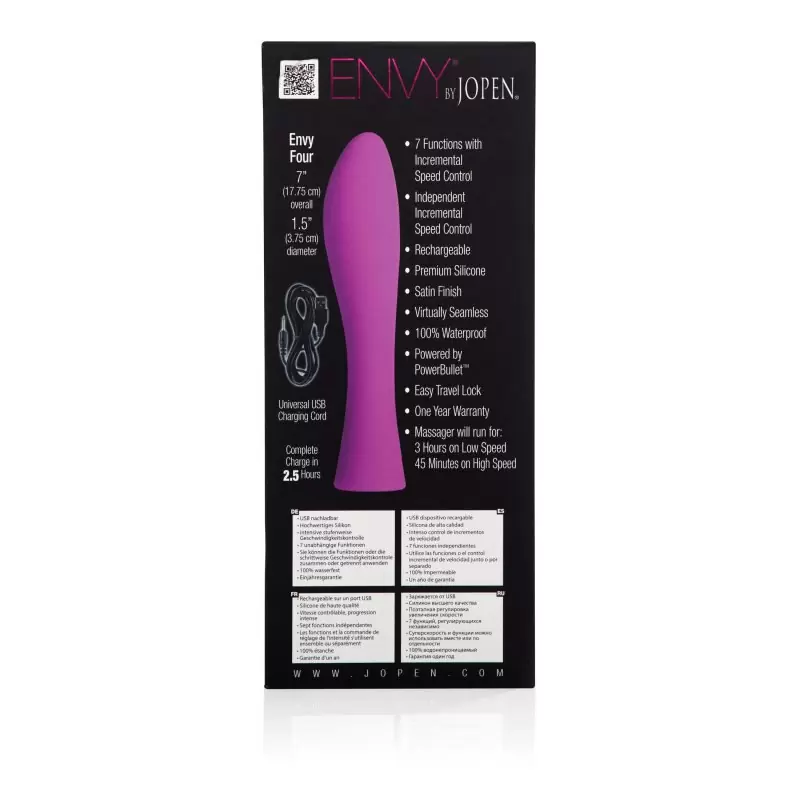 Презаряжаемый вибромассажер Four Envy by Jopen – розовый