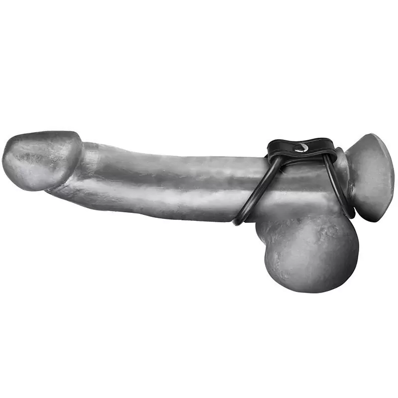 Двойное эрекционное кольцо на пенис и мошонку Duo Cock & Ball Ring – черный