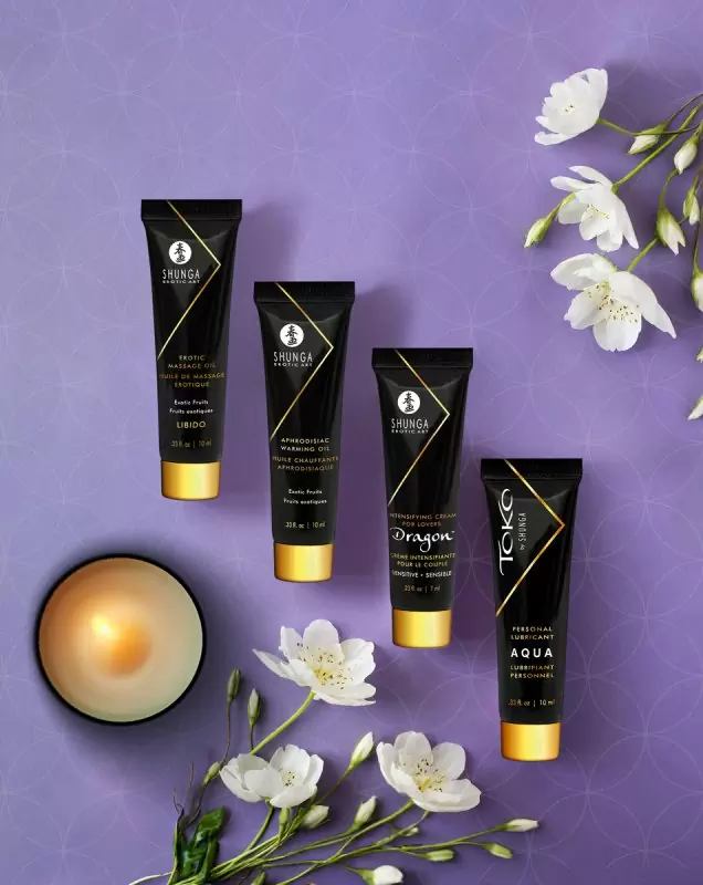 Подарочный набор Geisha's Secret, Экзотические фрукты, 5 предметов: массажные масла, лубрикант, возбуждающий и продлевающий крем