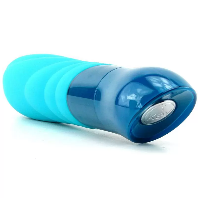 Дизайнерский вибратор Vela с элегантным рельефом - Blue