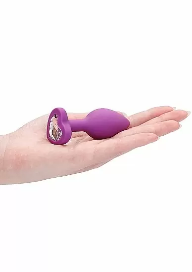 Анальная пробка из силикона Diamond Heart Butt Plug - Large - Purple