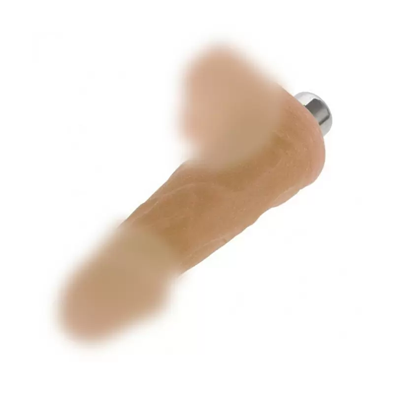 Компактный реалистичный фаллос Slick Pleasure с мошонкой и вибрацией – телесный