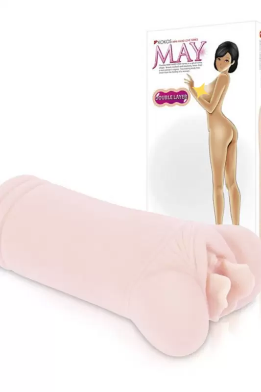 Мастурбатор-вагина May с двойным внутренним слоем – телесный