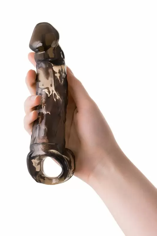 Увеличивающая насадка на пенис TOYFA XLover с петлей на мошонку – серый