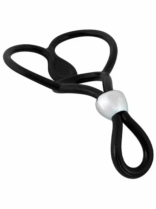 Эрекционное лассо Triple Ball- und Cockring, с подхватом мошонки, 13 см, силикон, черный