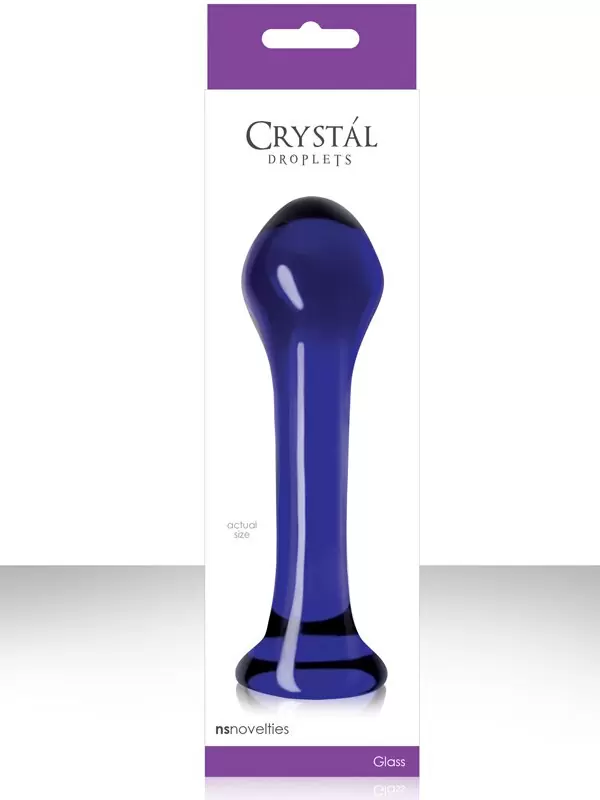 Анальный стимулятор из стекла Crystal Droplets – голубой