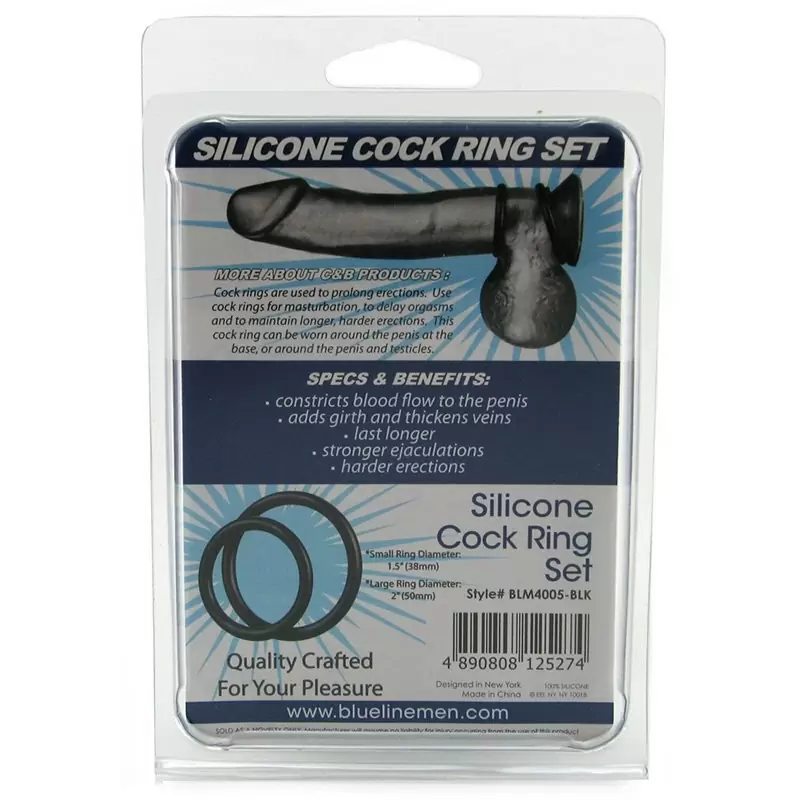 Набор из двух эрекционных колец Silicone Cock Ring Set разного диаметра – черный