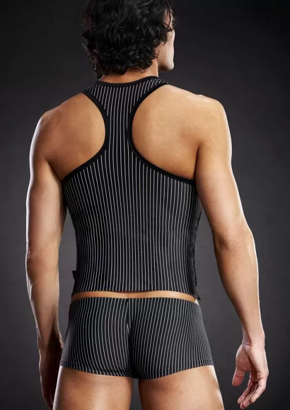 Борцовка BlueLine с V-образным вырезом в полоску – S/M