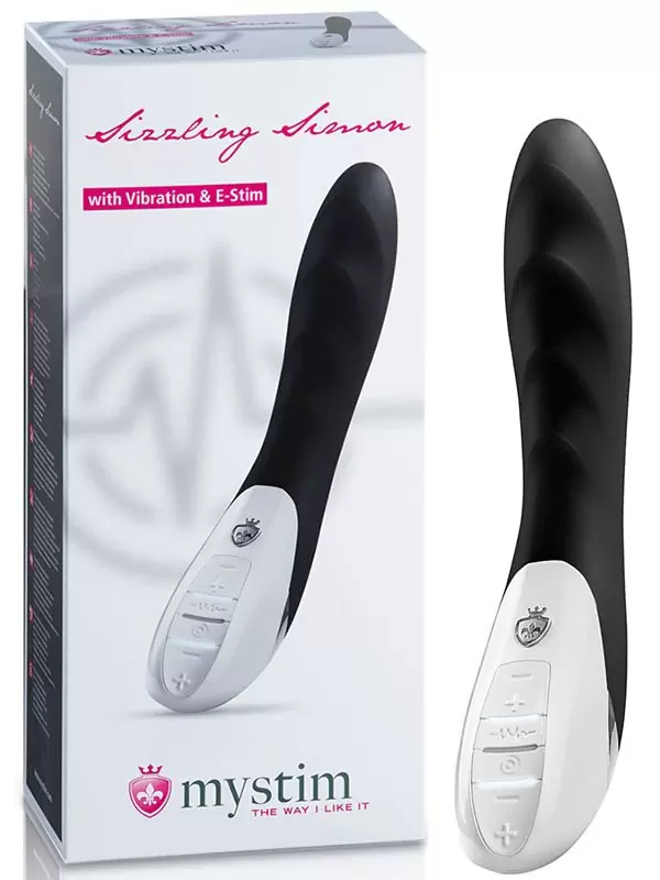 Вибромассажер с электростимуляцией Sizzling Simon рельефный – черный