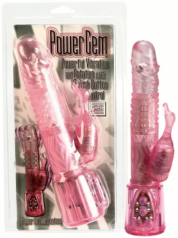 Вибромассажер Power Gem с клиторальным стимулятором в форме уточки – розовый
