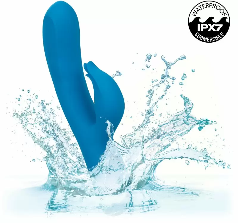 Изогнутый вибратор-кролик AZURE COLLECTION - FLUTTER G, 22,8 см, силикон, голубой