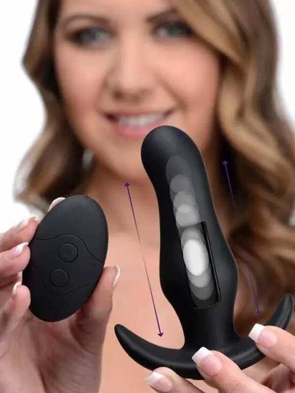 Анальная пробка Kinetic Thumping, с функцией толчков, 13,3 см, 4 режима, черный