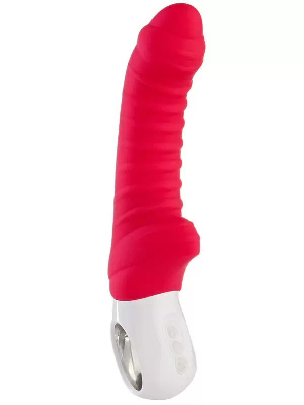 Ребристый вибратор-кролик Fun Factory Tiger G4, 21,7 см, силикон, красный