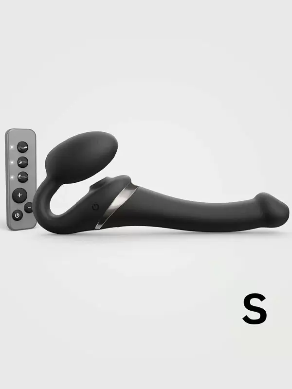 Анатомический страпон Strap-On-Me Multi Orgasm с 3 моторами, безремневой, размер S, черный