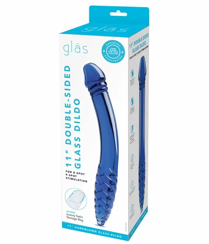 Двусторонний фаллоимитатор Glas Double-sided Glass Dildo, 28 см, рельефный, стекло