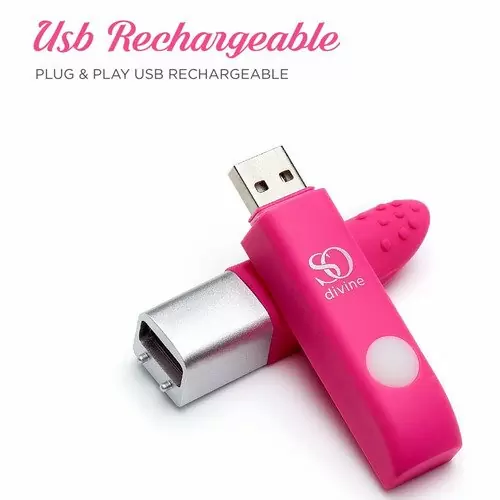 Мини-вибратор So Divine Get Lucky USB Vibrator. Розовый