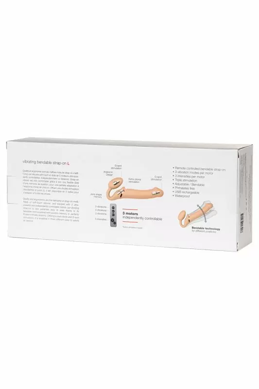 Безремневой страпон с вибрацией. Strap-on-me. 25 см. Телесный цвет