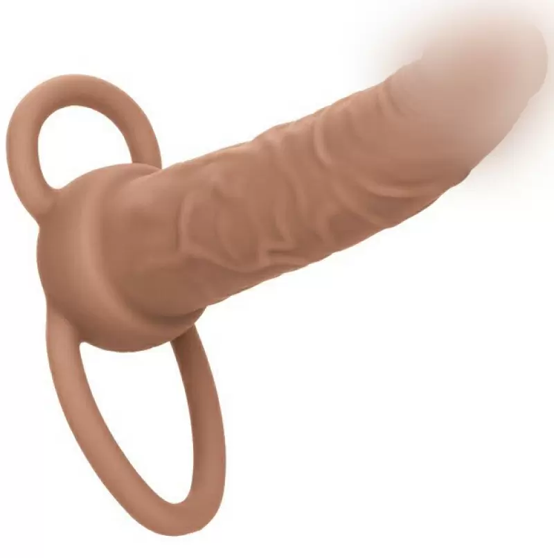 Реалистичная вибронасадка Performance Maxx Rechargeable Dual Penetrator, для двойного проникновения, 14 см, 10 режимов, телесный